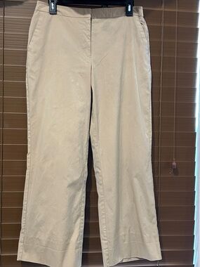 New York & Company Beige Wide-Leg Crop Pants